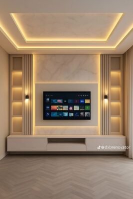 living room tv unit with sofa setup